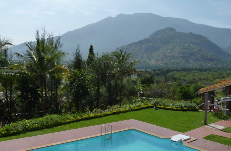 Pool with view of the mountains