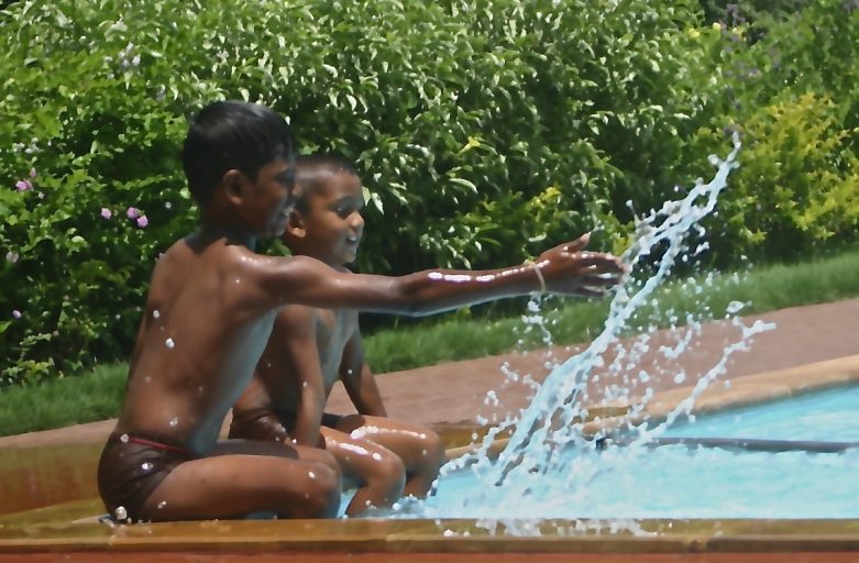 Children playing in water