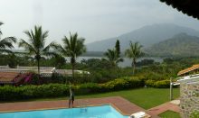 View across pool from Summit House to Mountains